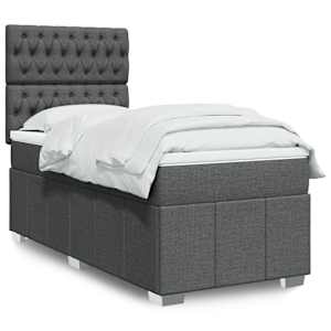 Box spring postelja z vzmetnico temno siva 90x190 cm blago
