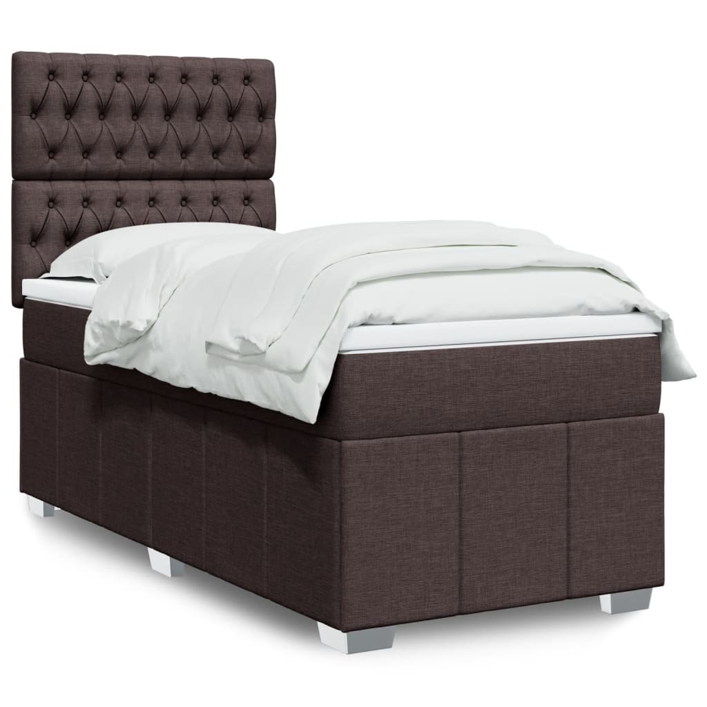 Boxspringbett mit Matratze Dunkelbraun 90×190 cm Stoff