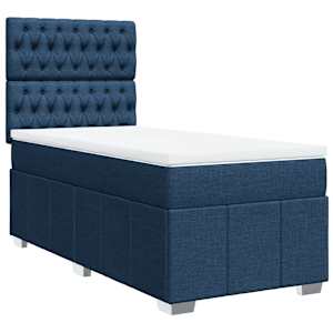 Box spring postel s matrací modrá 90x190 cm textil - obrázek 2
