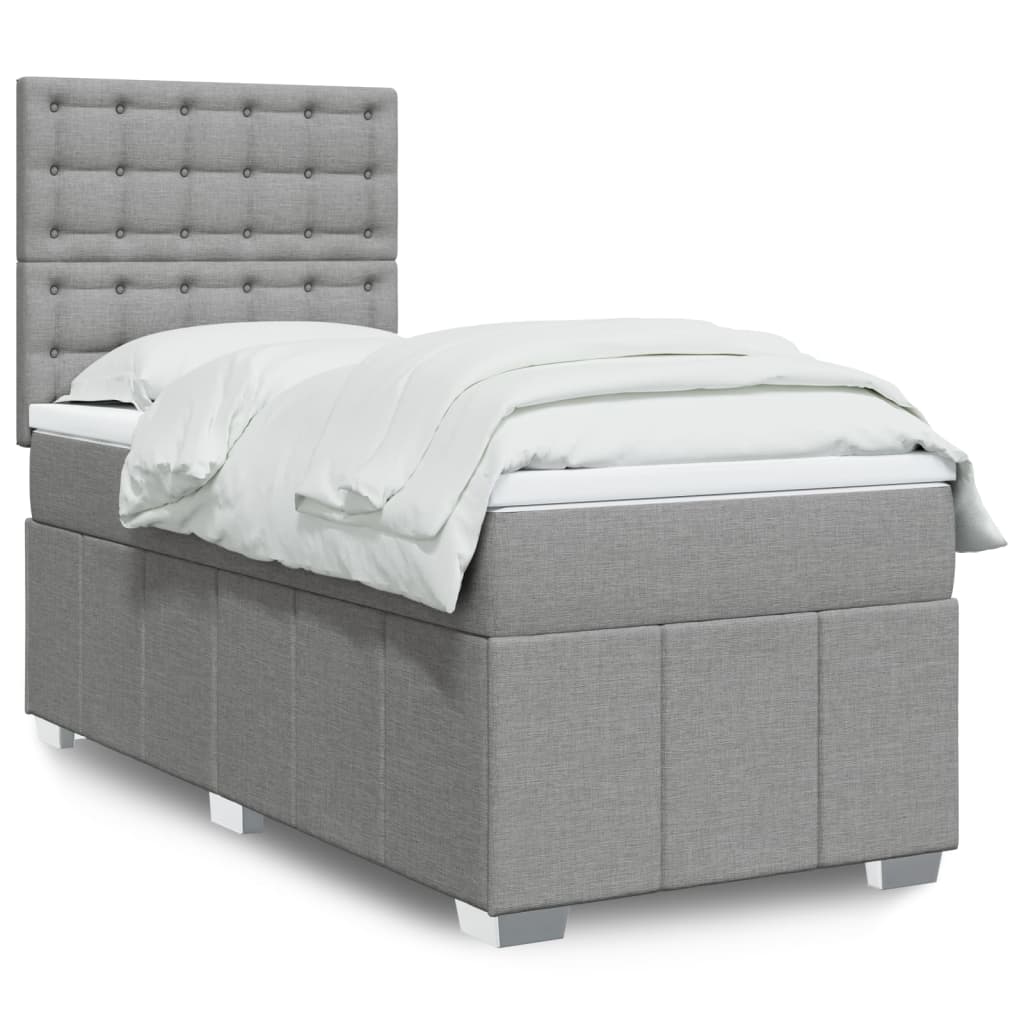 Boxspringbett mit Matratze Hellgrau 90×190 cm Stoff