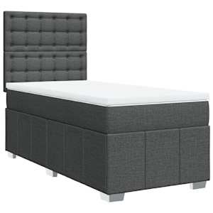 Box spring postel s matrací tmavě šedá 90x190 cm textil - obrázek 2
