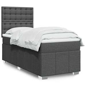 Box spring postelja z vzmetnico temno siva 90x190 cm blago