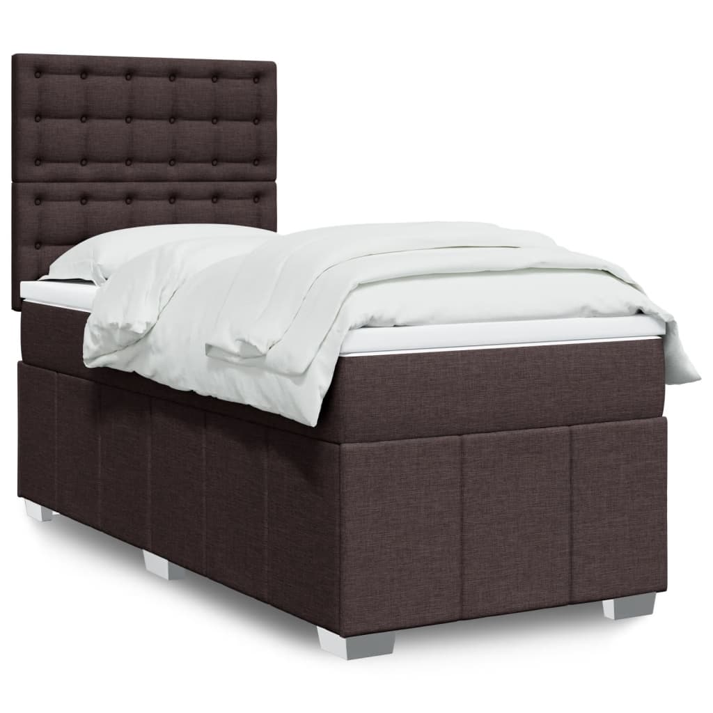 Boxspringbett mit Matratze Dunkelbraun 90×190 cm Stoff