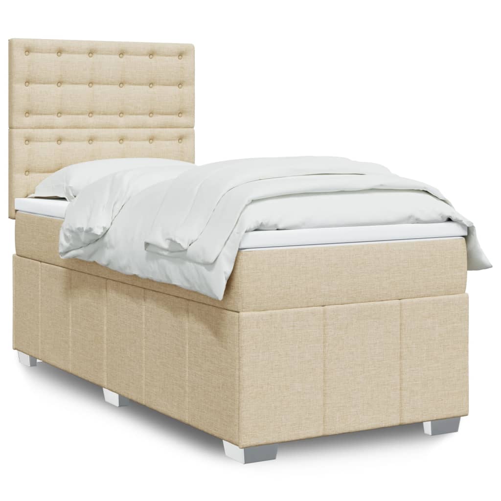 Boxspringbett mit Matratze Creme 90×190 cm Stoff