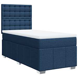 Box spring postel s matrací modrá 90x190 cm textil - obrázek 2