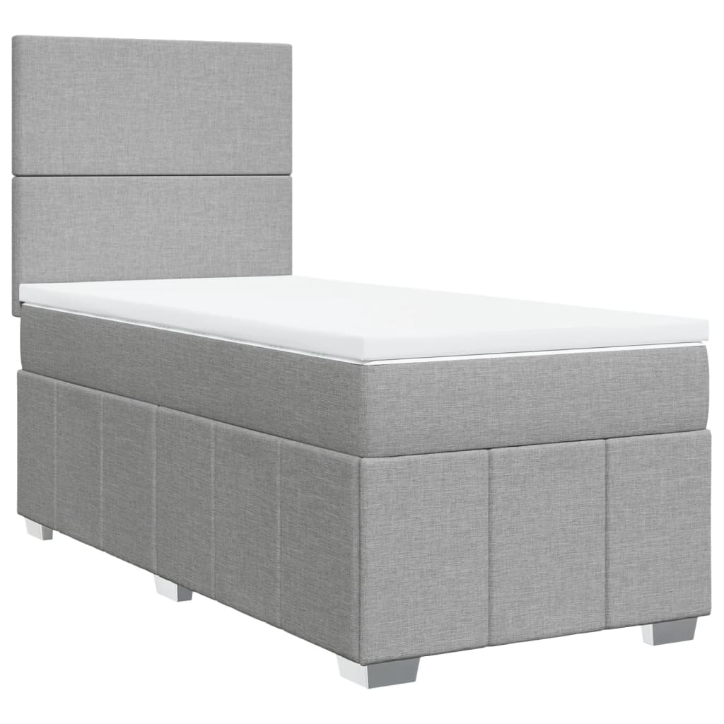 vidaXL Boxspring met matras stof lichtgrijs 90x200 cm grijs, foto 3