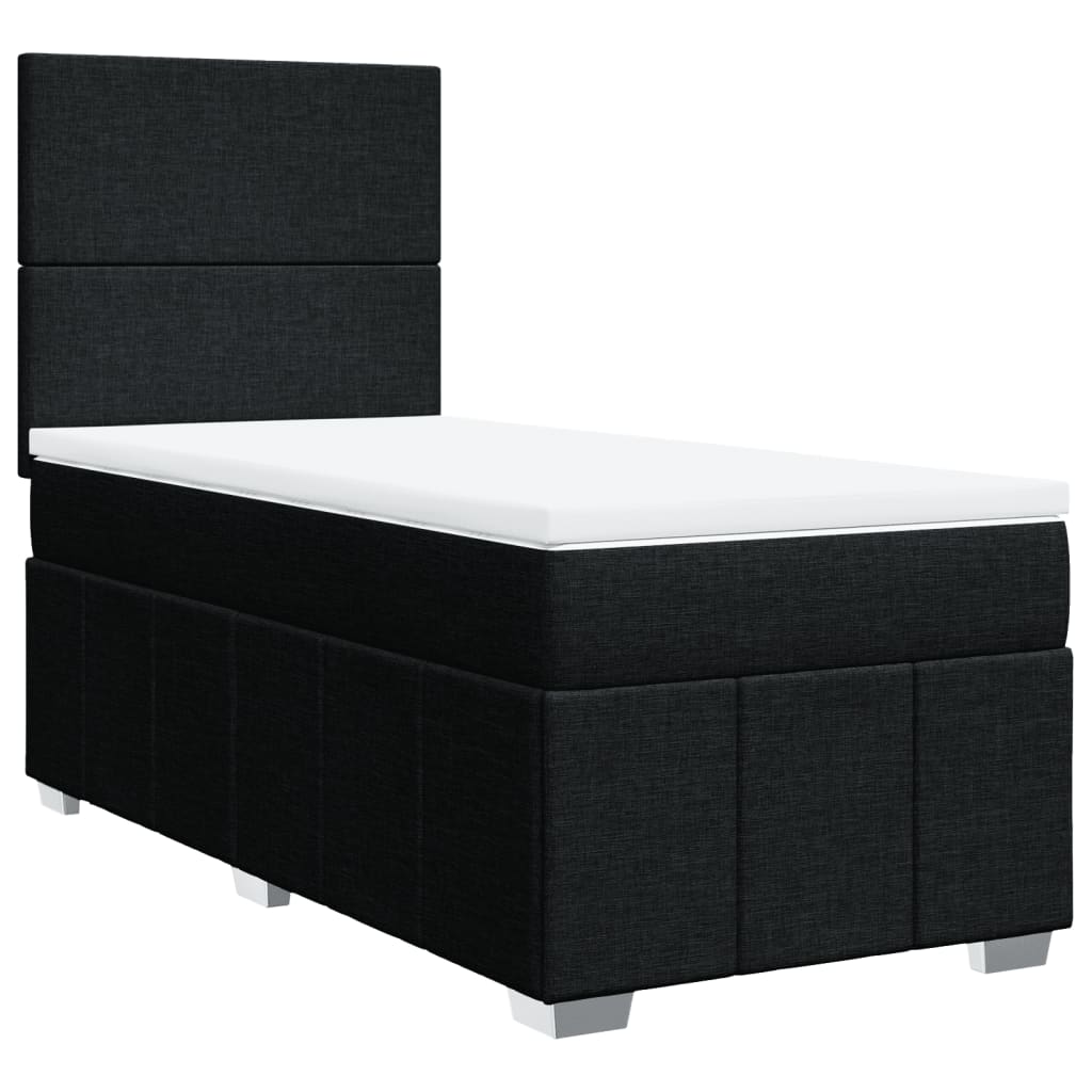 vidaXL Box spring postel s matrací černá 90x200 cm textil