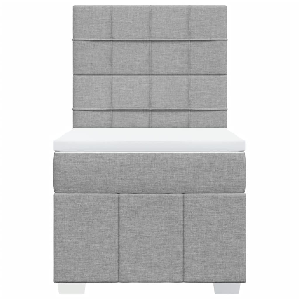vidaXL Boxspring met matras stof lichtgrijs 90x200 cm grijs, foto 4