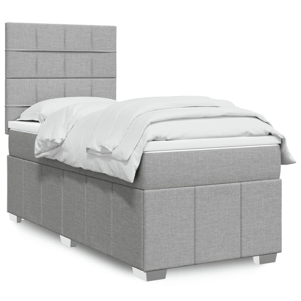 Boxspringbett mit Matratze Hellgrau 90×200 cm Stoff