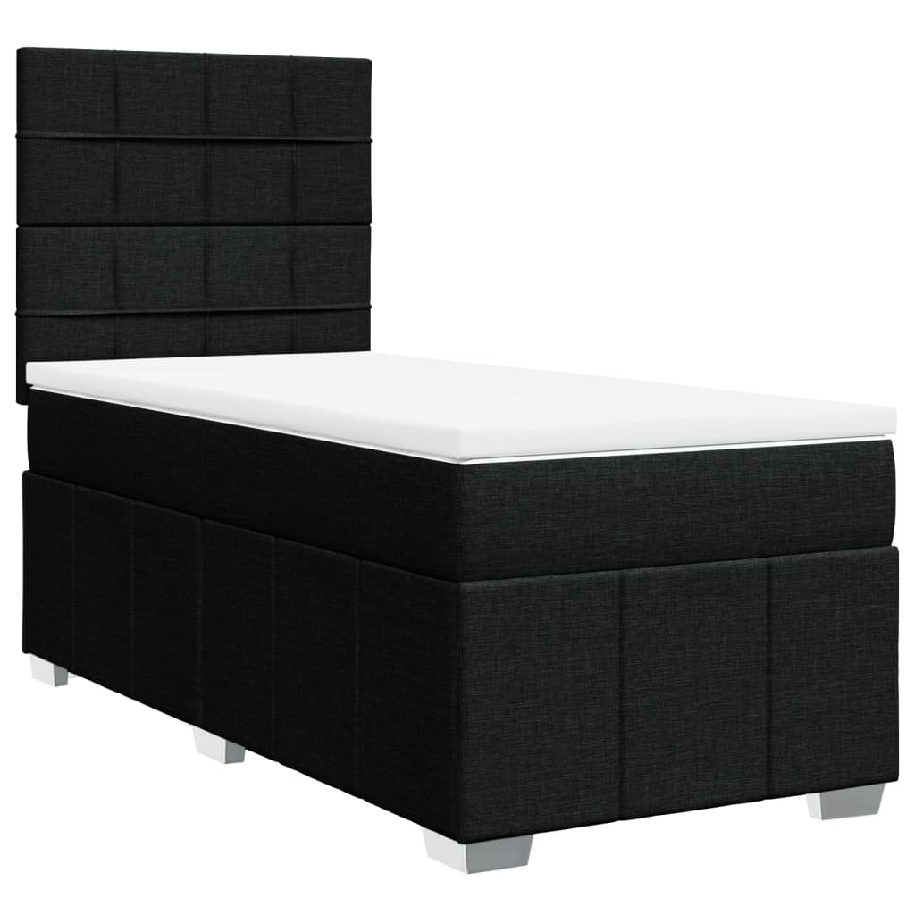 vidaXL Boxspring met matras stof zwart 90x200 cm, foto 3