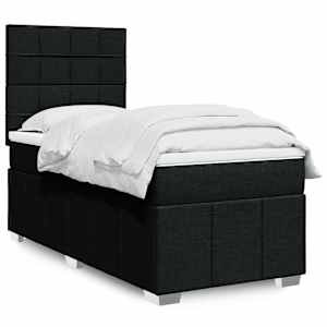 Box spring postel s matrací černá 90x200 cm textil - obrázek 1