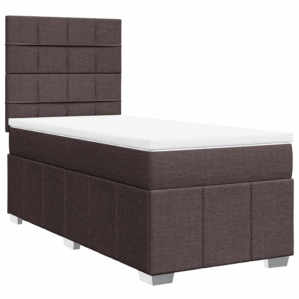 vidaXL Box spring postel s matrací tmavě hnědá 90x200 cm textil