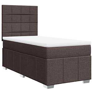 Box spring postel s matrací tmavě hnědá 90x200 cm textil - obrázek 2