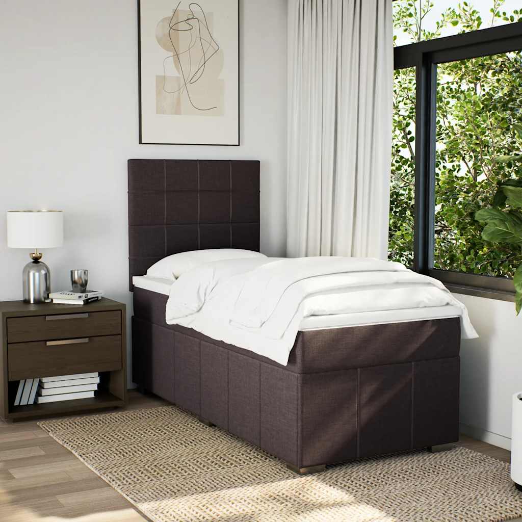 vidaXL Boxspring met matras stof donkerbruin 90x200 cm afbeelding