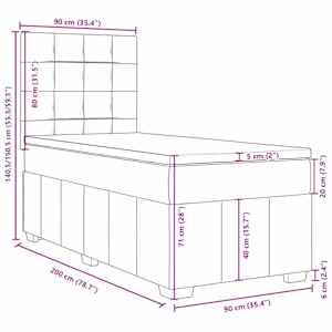 Box spring postel s matrací tmavě hnědá 90x200 cm textil - obrázek 13