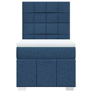 Box spring postel s matrací modrá 90x200 cm textil - obrázek 4