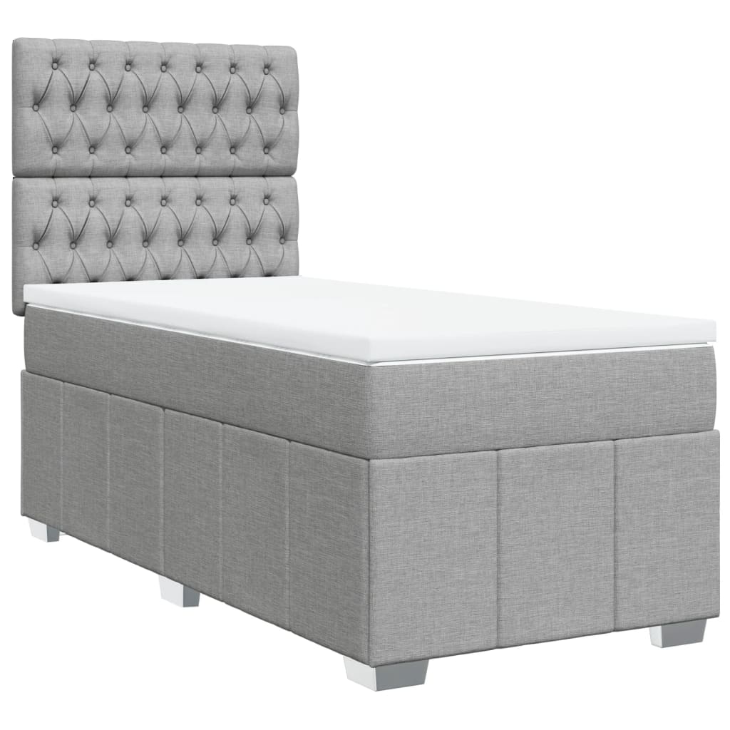 vidaXL Boxspring met matras stof lichtgrijs 90x200 cm grijs, foto 3