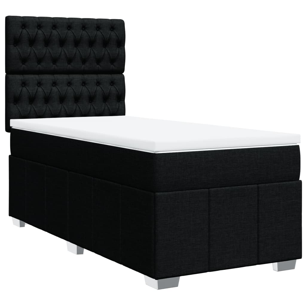 vidaXL Box spring postel s matrací černá 90x200 cm textil