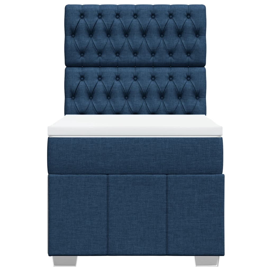 vidaXL Boxspring met matras stof blauw 90x200 cm, foto 4