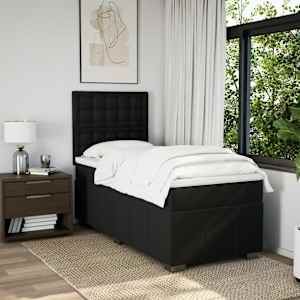 Box spring postel s matrací černá 90x200 cm textil - obrázek 3