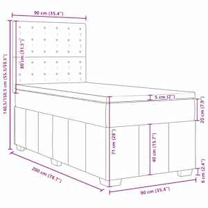 Box spring postel s matrací tmavě hnědá 90x200 cm textil - obrázek 13