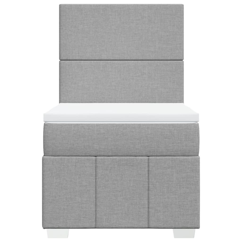 vidaXL Boxspring met matras stof lichtgrijs 100x200 cm grijs, foto 4
