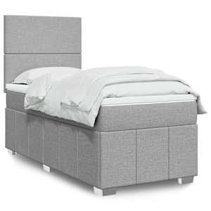 Box spring postelja z vzmetnico svetlo siv 100x200 cm blago