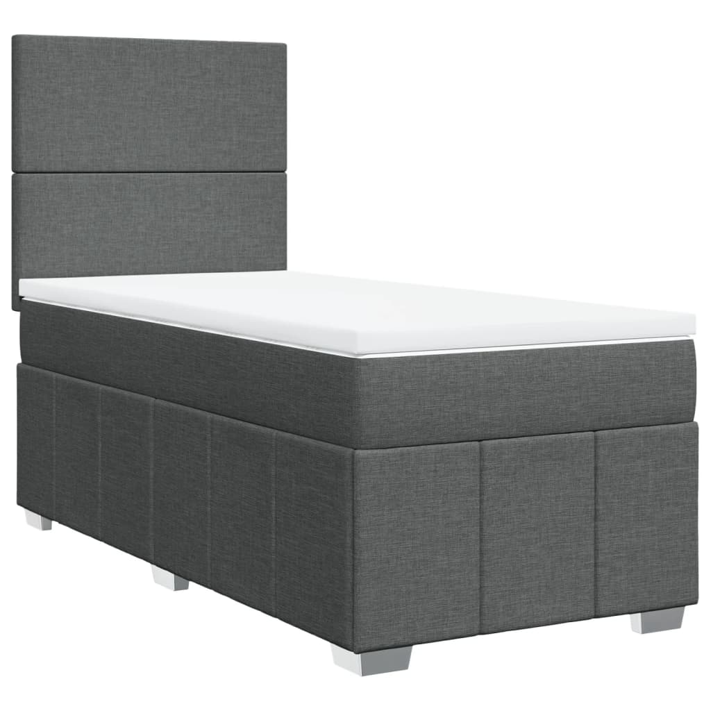 vidaXL Boxspring met matras stof donkergrijs 100x200 cm grijs, foto 3