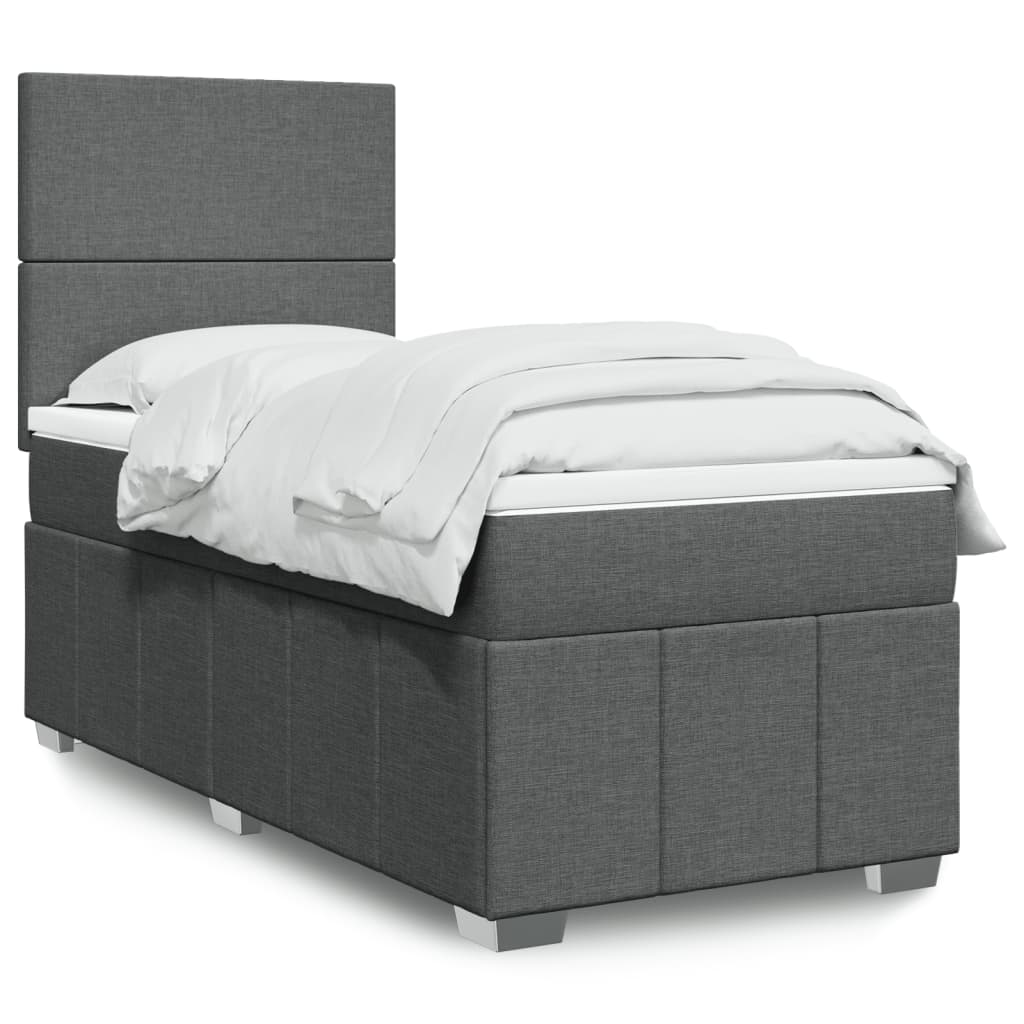 Boxspringbett mit Matratze Dunkelgrau 100×200 cm Stoff