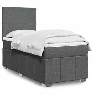 Box spring postel s matrací tmavě šedá 100 x 200 cm textil - obrázek 1