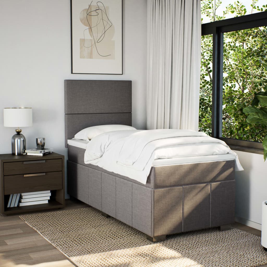 vidaXL Boxspring met matras stof taupe 100x200 cm afbeelding