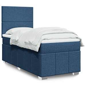 Box spring postel s matrací modrá 100 x 200 cm textil - obrázek 1