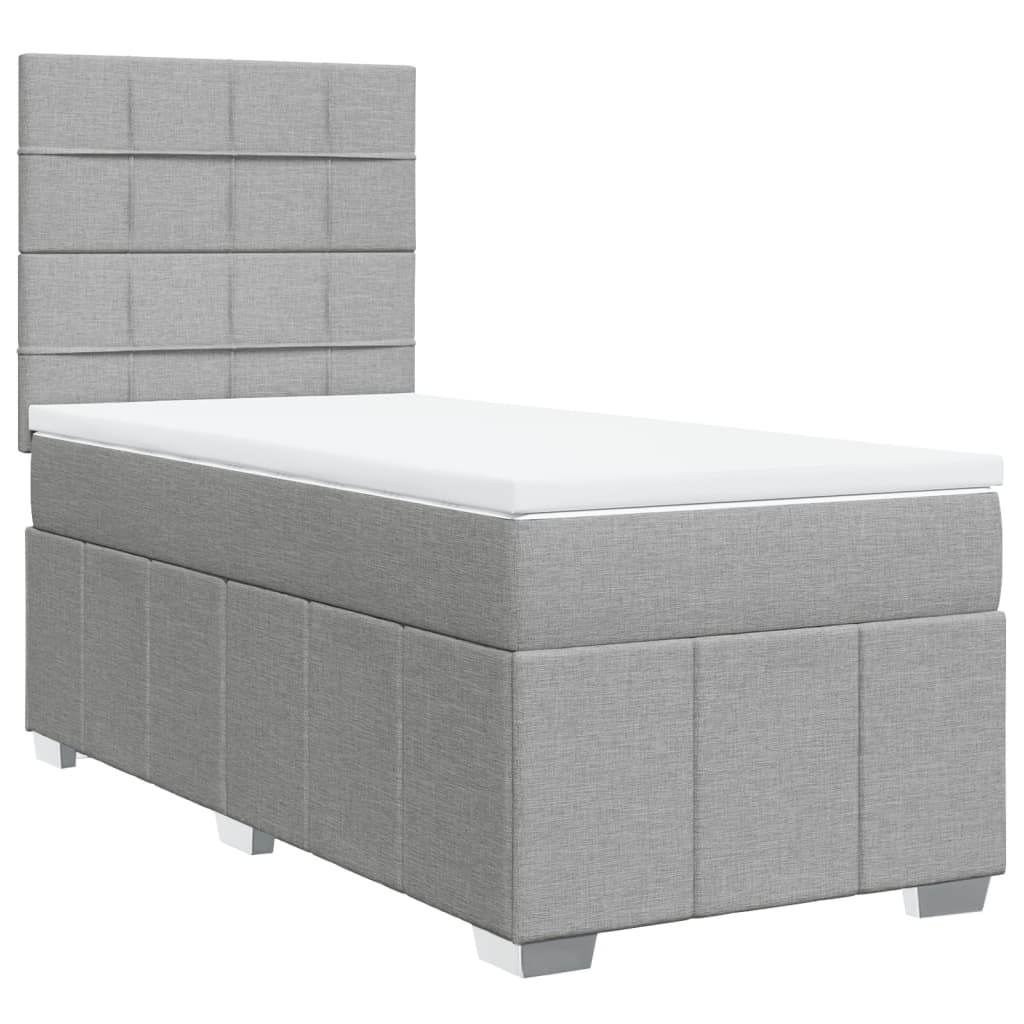 vidaXL Boxspring met matras stof lichtgrijs 100x200 cm grijs, foto 3
