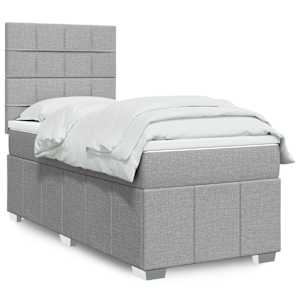 Box spring postelja z vzmetnico svetlo siv 100x200 cm blago