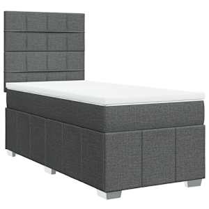 Box spring postel s matrací tmavě šedá 100 x 200 cm textil - obrázek 2