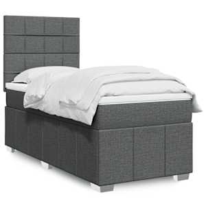 Box spring postel s matrací tmavě šedá 100 x 200 cm textil - obrázek 1