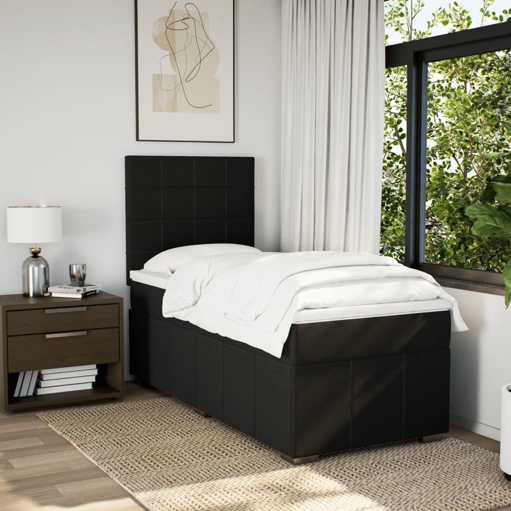 vidaXL Boxspring met matras stof zwart 100x200 cm afbeelding
