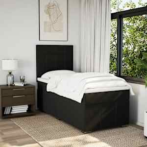 vidaXL Pat box spring cu saltea, negru, 100x200 cm, textil