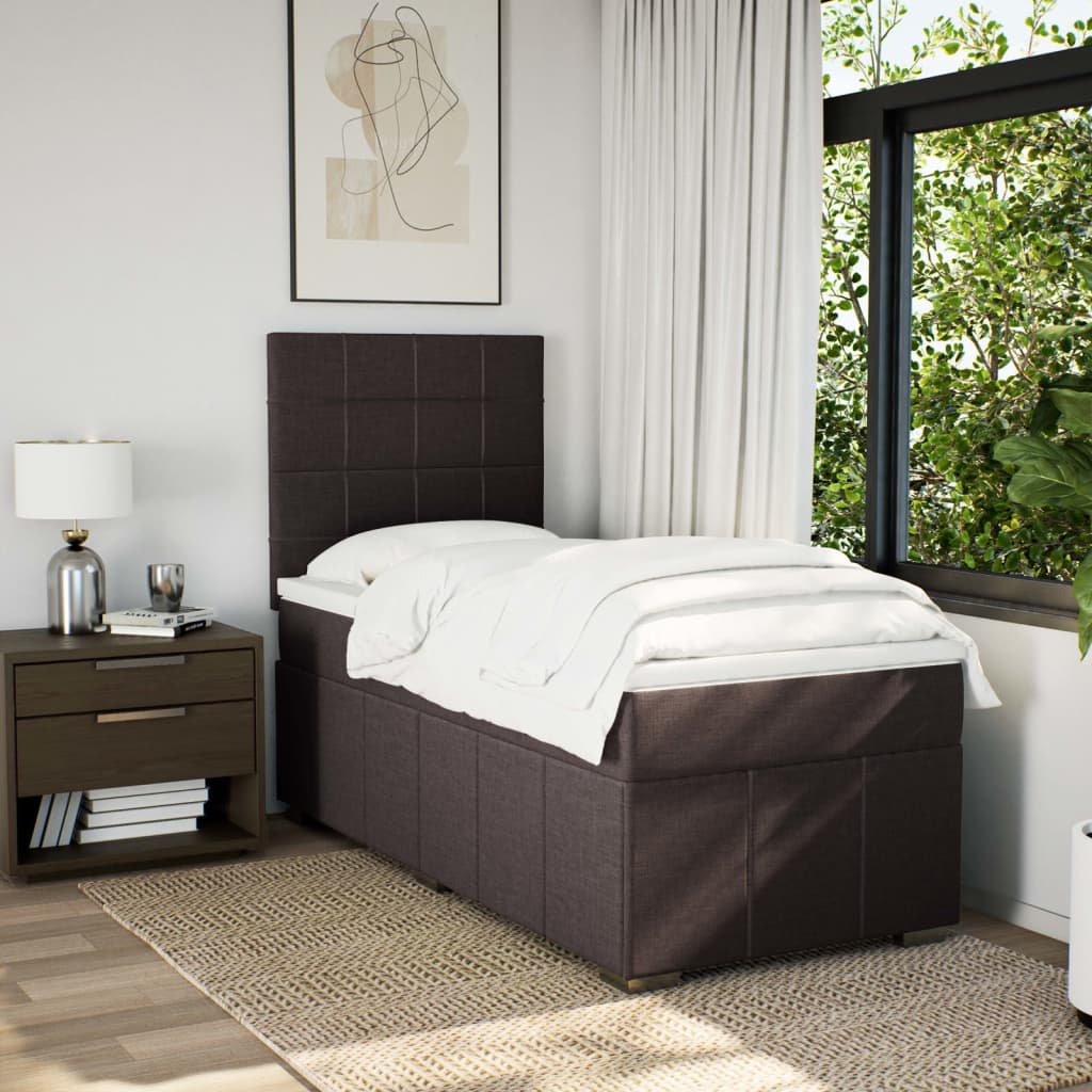 vidaXL Boxspring met matras stof donkerbruin 100x200 cm bruin, foto 2