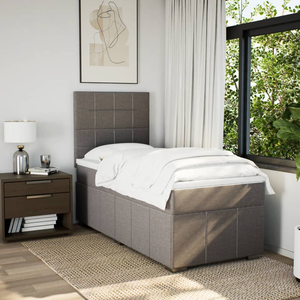 vidaXL Boxspring met matras stof taupe 100x200 cm afbeelding