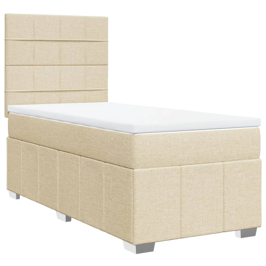 vidaXL Boxspring met matras stof crèmekleurig 100x200 cm, foto 3
