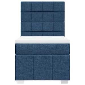 Box spring postel s matrací modrá 100 x 200 cm textil - obrázek 4