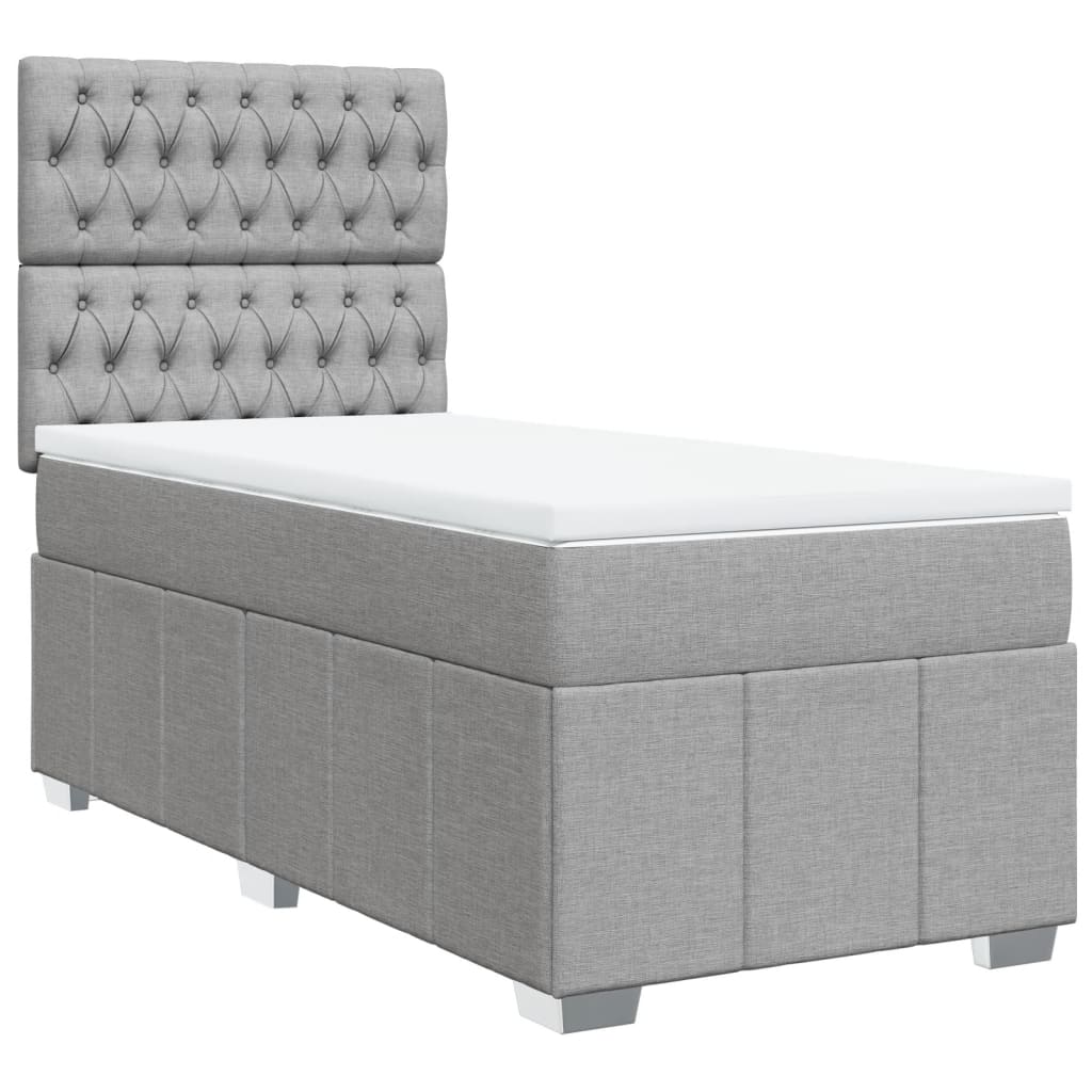 vidaXL Boxspring met matras stof lichtgrijs 100x200 cm grijs, foto 3