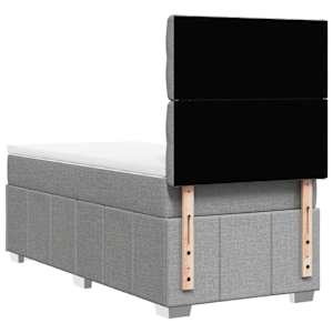 Box spring postel s matrací světle šedý 100 x 200 cm textil - obrázek 6