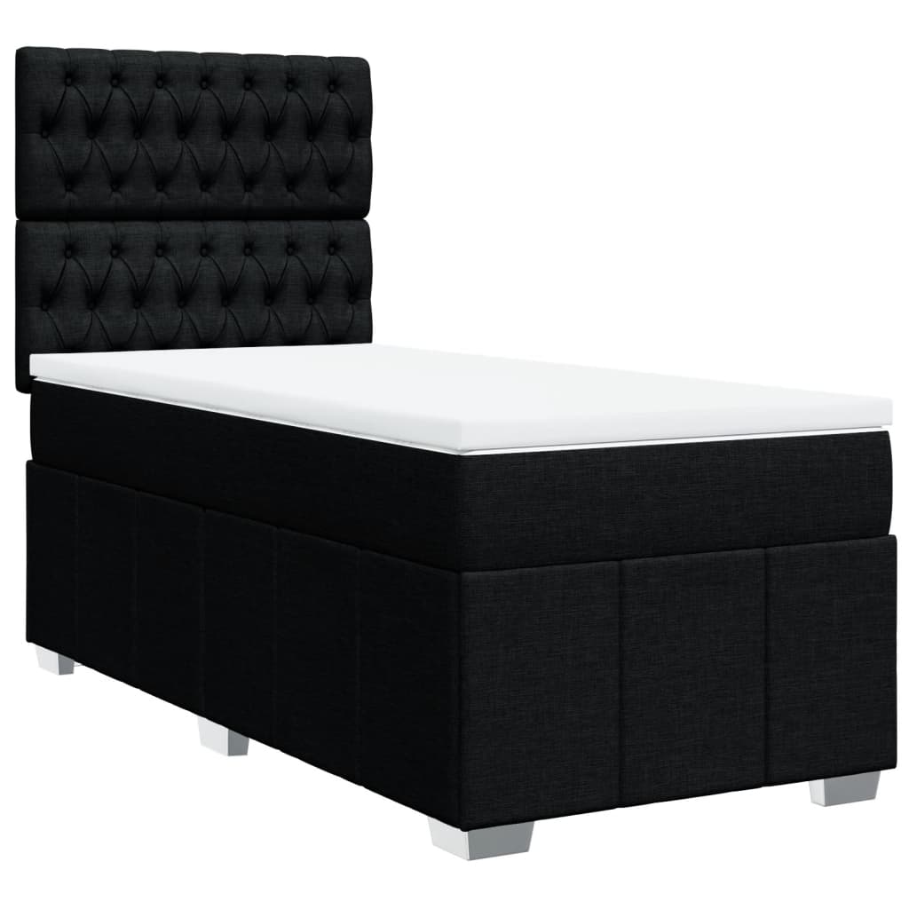 vidaXL Boxspring met matras stof zwart 100x200 cm, foto 3