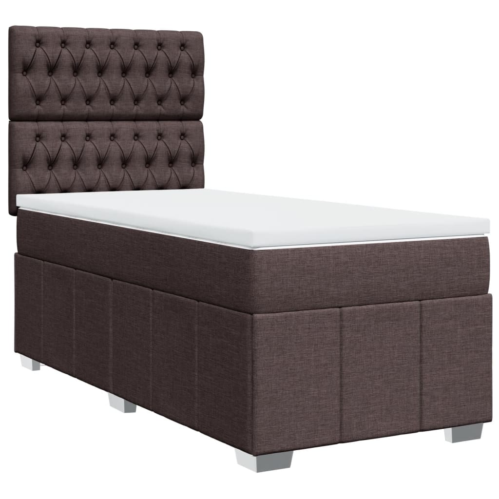 vidaXL Box spring postel s matrací tmavě hnědá 100 x 200 cm textil