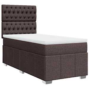 Box spring postel s matrací tmavě hnědá 100 x 200 cm textil - obrázek 2