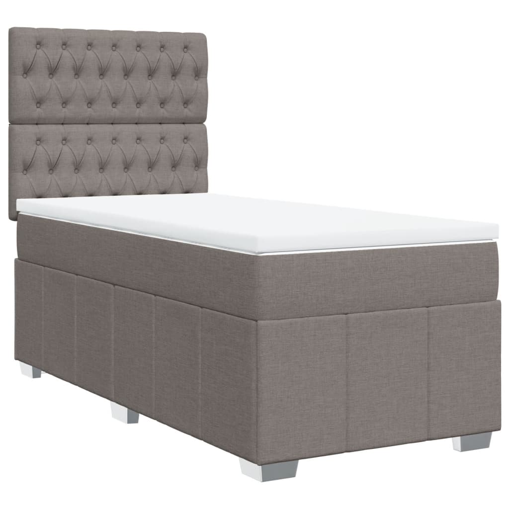 vidaXL Boxspring met matras stof taupe 100x200 cm, foto 3
