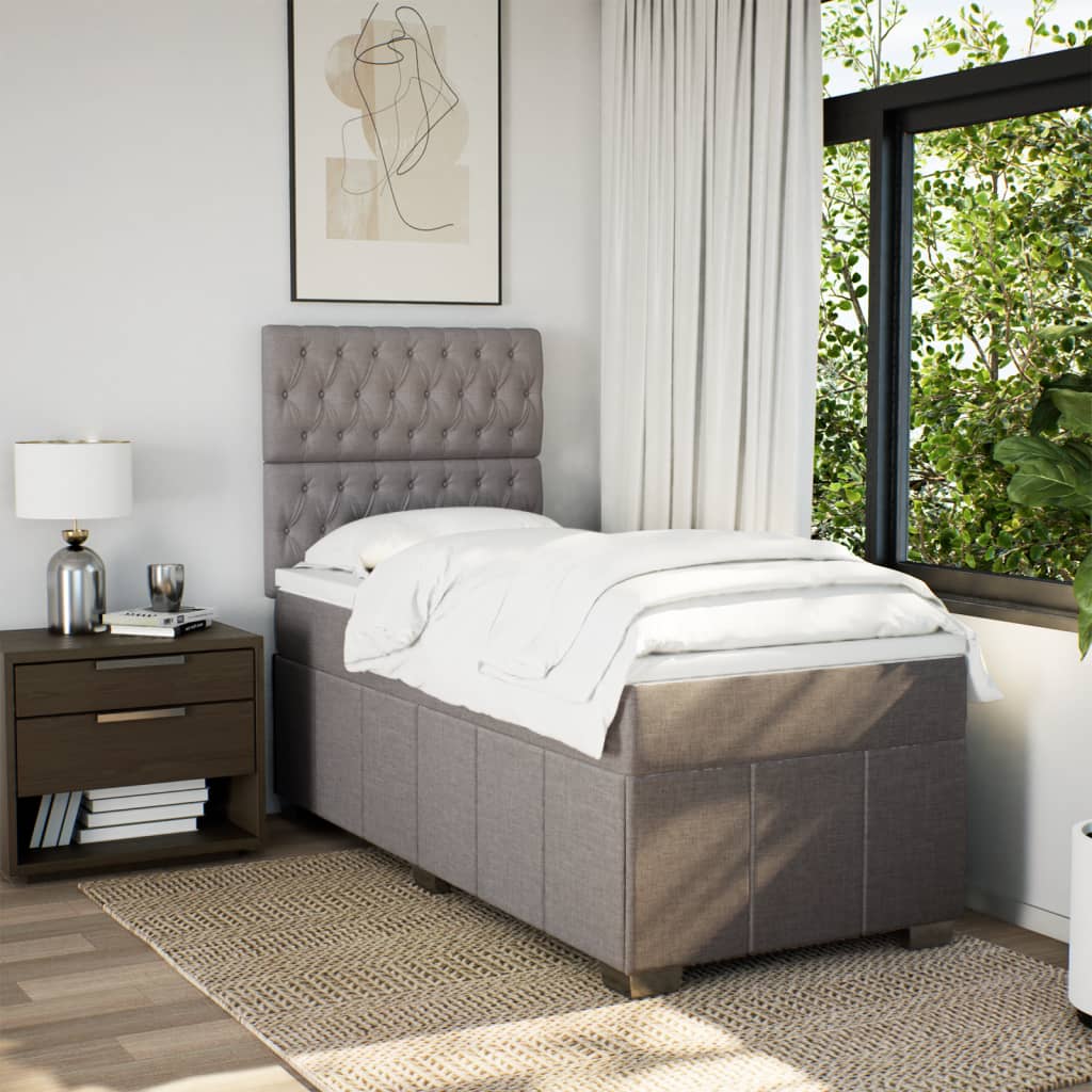 vidaXL Boxspring met matras stof taupe 100x200 cm, foto 2