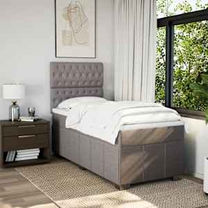 vidaXL Boxspringbett mit Matratze Taupe 100x200 cm Stoff